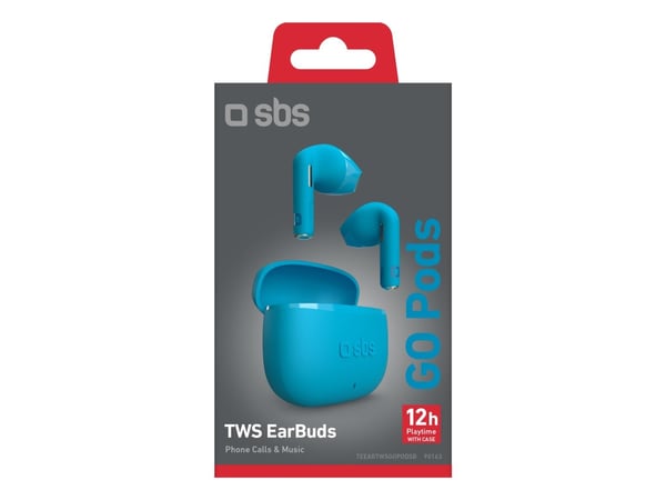 SBS Go Pods, True Wireless Stereo (TWS), Samtaler/musikk, 20 - 20000 Hz, 50 g, Hodesett, Blå
