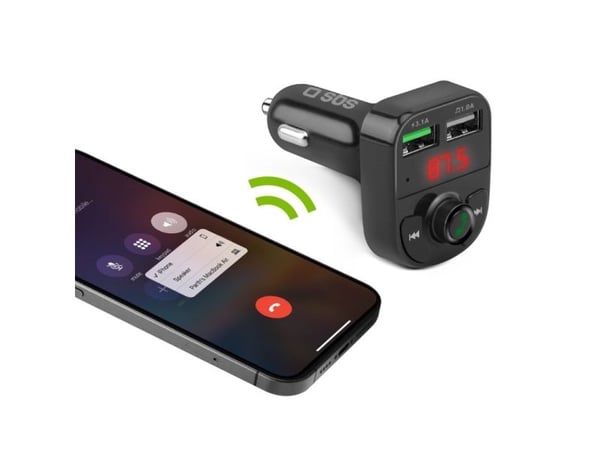 SBS TECARFM2USB, Automatisk, Cigartenner/lighter, 5 V, Trådløs lading, Sort