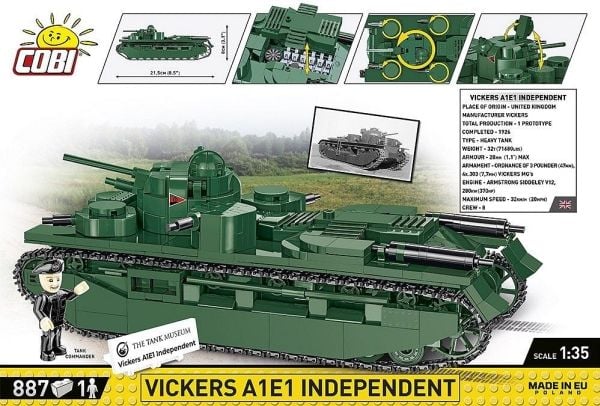 COBI Vickers A1E1 Independent, Byggesett, 3 år, Plast, 887 stykker