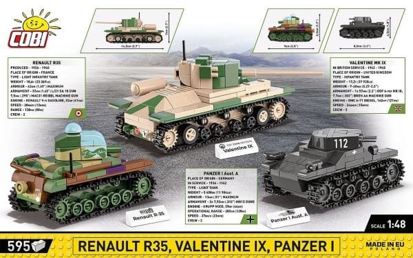 Cobi Bricks Renault R35 - Valentine IX - Panzer I - Panssari I