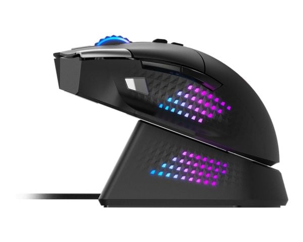MSI VERSA PRO - Mus - optisk - 15 knapper - trådløs, kablet - 2.4 GHz, Bluetooth 5.3, USB - boks