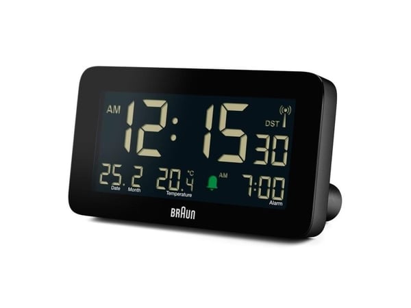Braun BC10B-DCF, Digital vekkerklokke, Rektangel, Sort, 12/24h, LCD, Batteri
