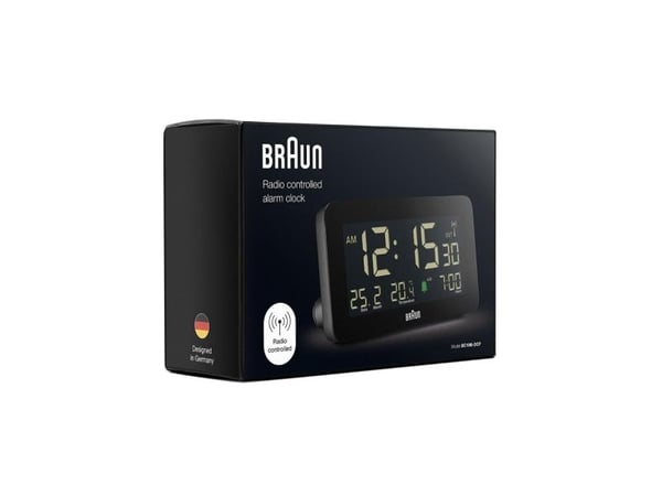 Braun BC10B-DCF, Digital vekkerklokke, Rektangel, Sort, 12/24h, LCD, Batteri