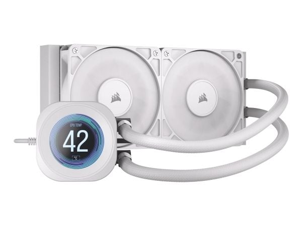 Corsair Nautilus 240 RS LCD, All-in-one-nesteenjäähdytin, 12 cm, 420 RPM, 2100 RPM, Valkoinen