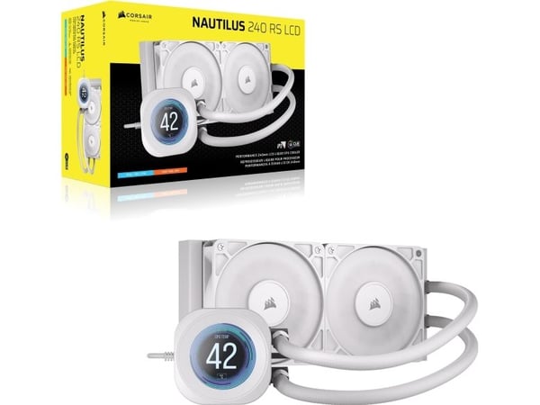 Corsair Nautilus 240 RS LCD, All-in-one-nesteenjäähdytin, 12 cm, 420 RPM, 2100 RPM, Valkoinen