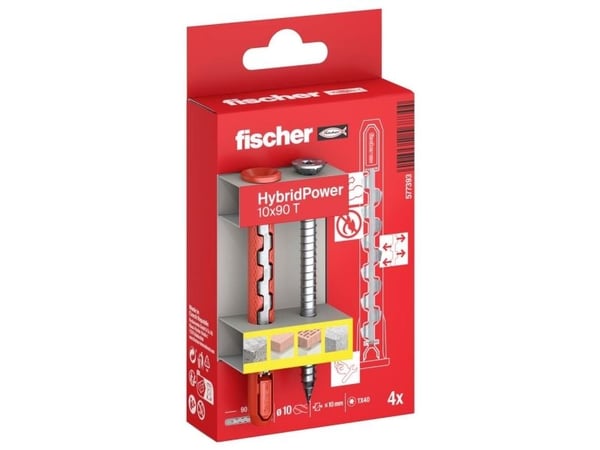 Fischer 577393 HybridPower Raw-tulppasarja 90 mm 4 kpl 4 kpl