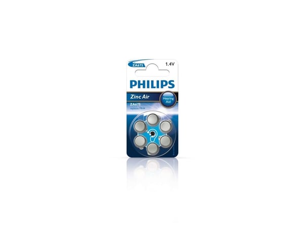 PHILIPS batteri zinc air 1.4V 6-pak blå