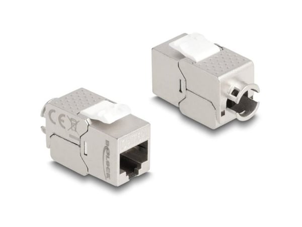 Delock - Nettverkkontakt - RJ-45 (hunn) til LSA - STP - CAT 6a - sølv, hvit