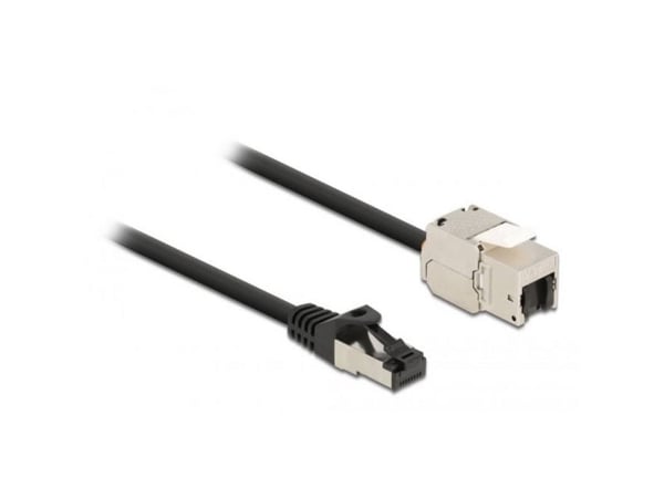 Delock - Nettverksforlengelseskabel - RJ-45 (hann) til RJ-45 (hunn) nøkkelsky - 2 m - S/FTP - CAT 6a - svart