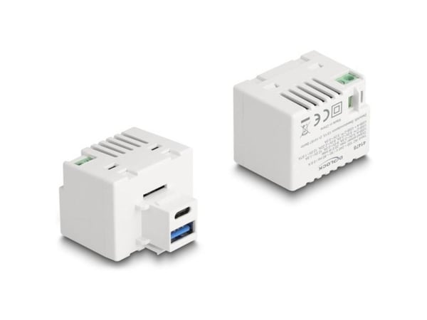 Delock - Strømadapter - 20 watt - 3 A - PD - 2 utgangskontakter (USB-type A, USB-C) - hvit