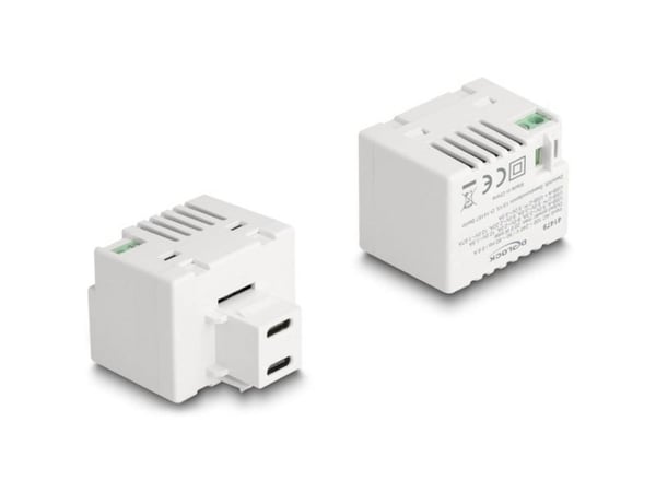 Delock - Strømadapter - 20 watt - 3 A - PD - 2 utgangskontakter (USB-C) - hvit