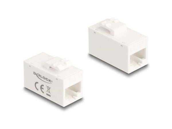 Delock Keystone-moduuli RJ45 naaras RJ45 naaras Cat.6A UTP valkoinen