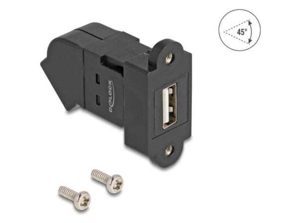 Delock USB 2.0 Type-A naaras Type-A naaras 45° kulmassa musta