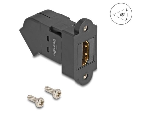 Delock HDMI-paneelin liitin HDMI-pistorasiaan 45° kulmassa 8K 60 Hz musta