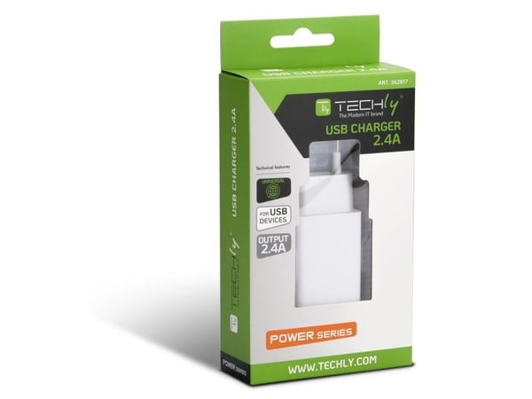 Techly IPW-USB-24WH, Sisätila, AC, 5 V, 2,4 A, Valkoinen