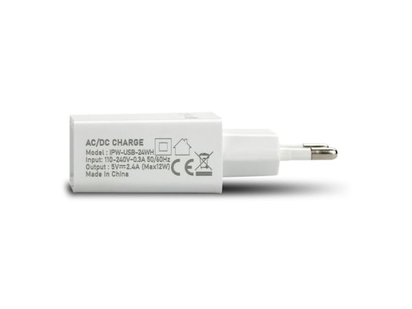 Techly IPW-USB-24WH, Sisätila, AC, 5 V, 2,4 A, Valkoinen