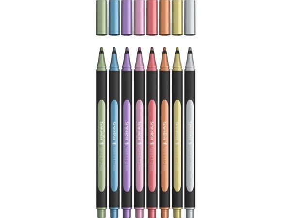 Schneider Schreibgeräte Paint-It 020 wallet, 8 stykker, Blå, Kopper, Gull, Grønn, Rosa, Rød, Sølv, Fiolett, 1 mm, 2 mm, Vindu-eske