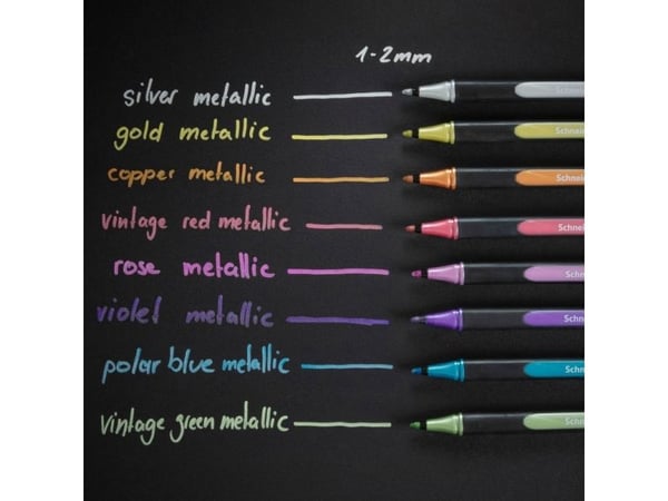 Schneider Schreibgeräte Paint-It 020 wallet, 8 stykker, Blå, Kopper, Gull, Grønn, Rosa, Rød, Sølv, Fiolett, 1 mm, 2 mm, Vindu-eske