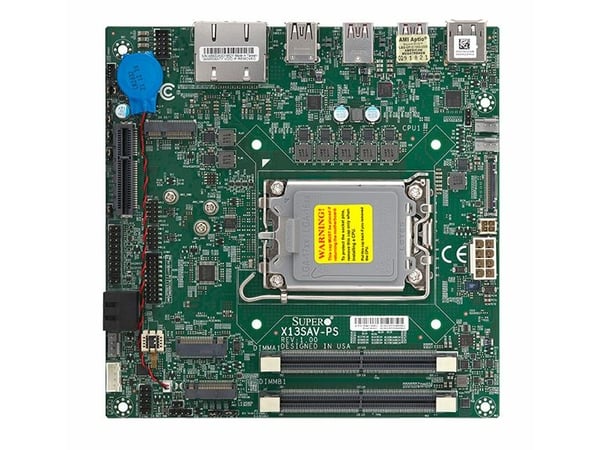 Supermicro MBD-X13SAV-PS, Intel, Intel® Celeron®, Intel Core i3 12. generasjon, Intel Core i5 12. generasjon, Intel Core i7 12. generasjon, 7305L, ...