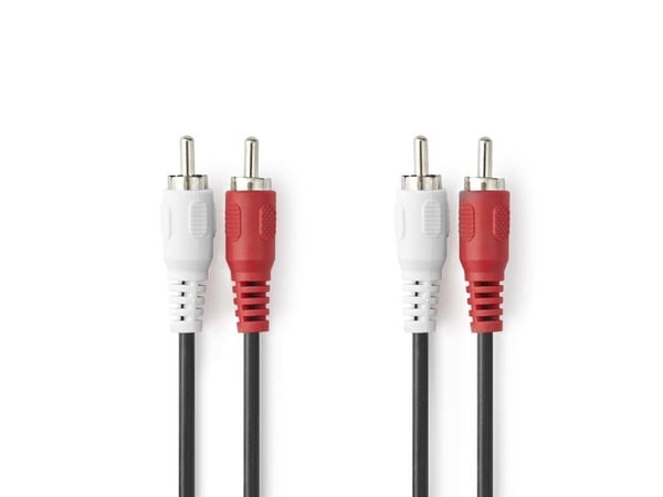 Nedis CAGL24200BK50, 2 x RCA, Hankjønn, 2 x RCA, Hankjønn, 5 m, Sort