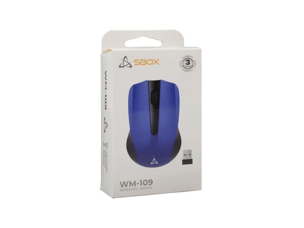 SBOX WM-109BL, optisk, USB typ A, 1000 dpi, blå