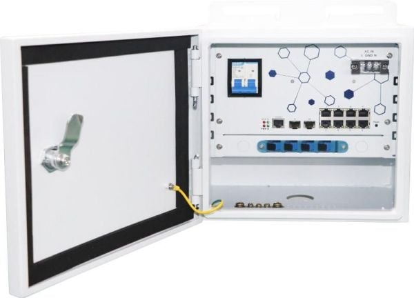 Ernitec - Switch - outdoor, layer 2, industrial, 200W - Styrt - 8 x 10/100/1000Base-T + 2 x 1000Base-X SFP - stangmonterbar, veggmonterbar - PoE (1...