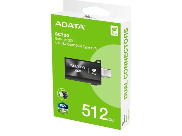 ADATA Ekstern SSD SC730 512 GB USB-C +A