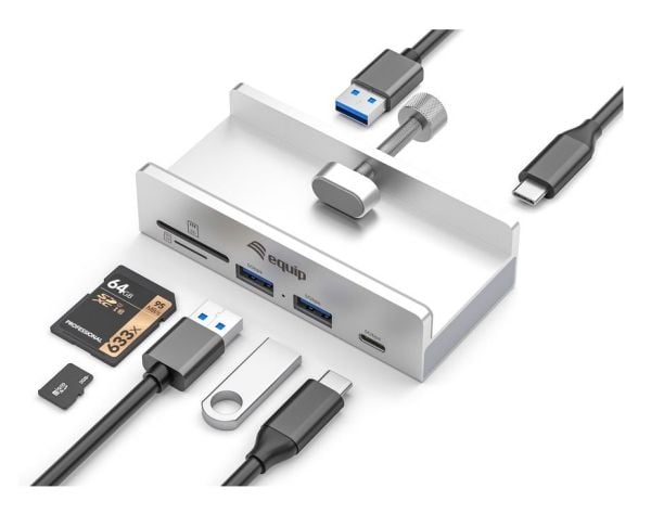 Equip 128968, USB 3.2 Gen 1 (3.1 Gen 1) Type-A, USB 3.2 Gen 1 (3.1 Gen 1) Type-A, USB 3.2 Gen 1 (3.1 Gen 1) Type-C, MicroSD (TransFlash), SD, 5000 ...