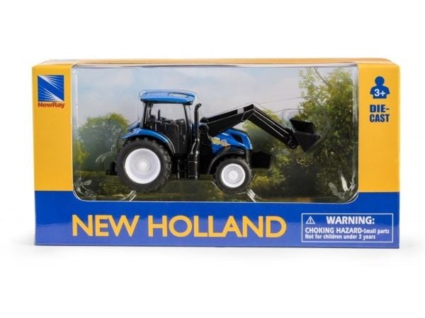 Mini New Holland-traktor T6 med skopa