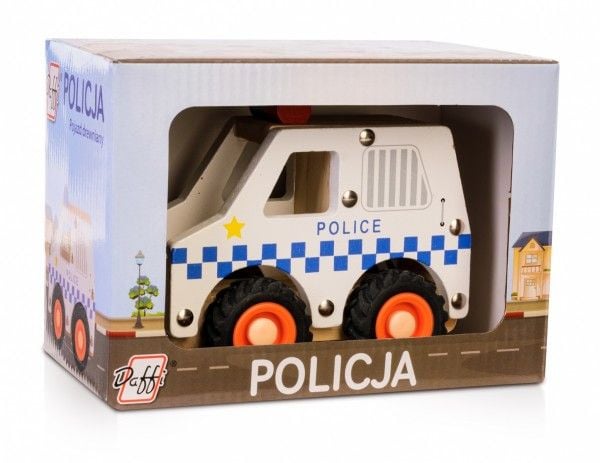 Daffi Träbil med däck - polisen