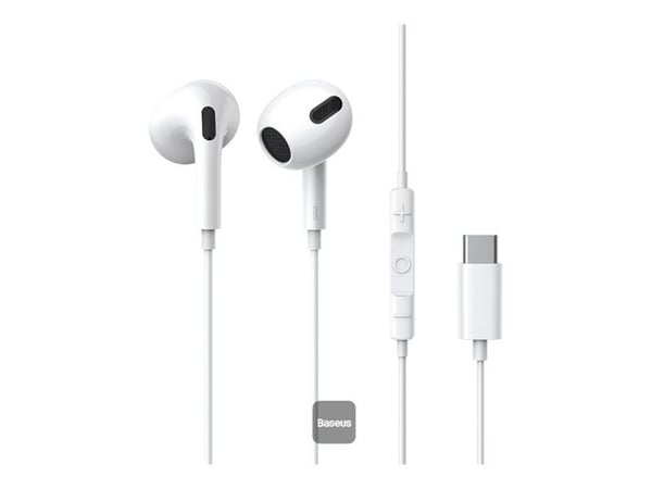 Baseus Encok C17 - Hörlurar med mikrofon - inuti örat - kabelansluten - USB-C - vit