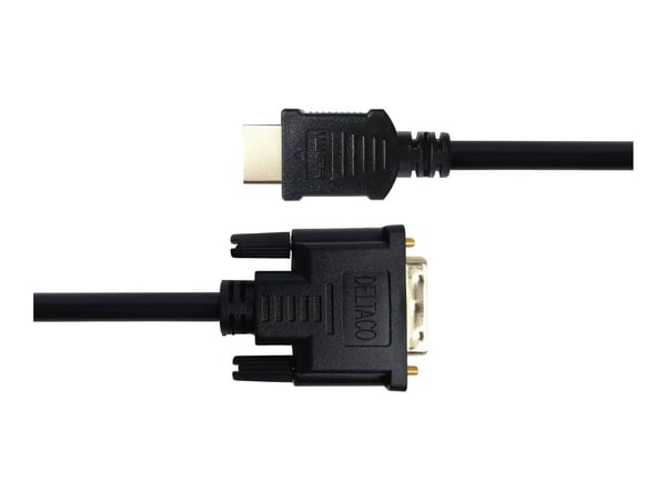 DELTACO - Adapterkabel - DVI hann til HDMI hann - 1 m - svart