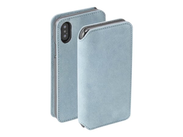 Krusell Broby 4 Card SlimWallet - Lommebok for mobiltelefon - semsket lær - blå - for Apple iPhone XS Max
