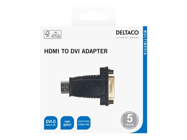 DELTACO - Adapterkabel - DVI-D hann til HDMI hann - svart