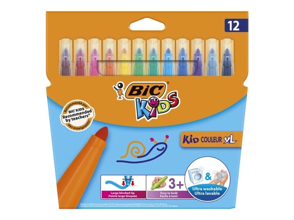 BIC KiDS KiD COULEUR XL - Fibertuppenn - vannbasert blekk - 1.4 mm - medium (en pakke 12)