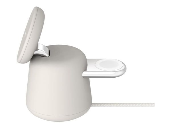 Belkin BoostCharge Pro 2-in-1 - Trådløst ladestativ - med Qi2 + AC-strømadapter - 15 watt - Fast Charge - sand