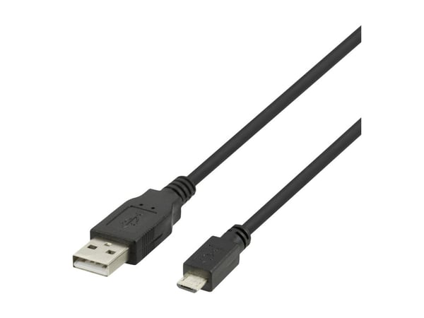 DELTACO - USB-kabel - 4-pinners Micro-USB Type B (hann) til USB (hann) - USB 2.0 - 0.5 A - 3 m - lade og synkronisere - svart