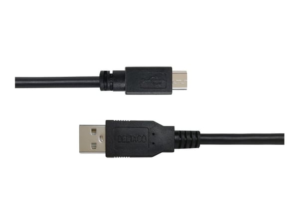 DELTACO - USB-kabel - Micro-USB type B (hann) til USB (hann) - USB 2.0 - 2.4 A - 1 m - up to 480 Mbps - svart