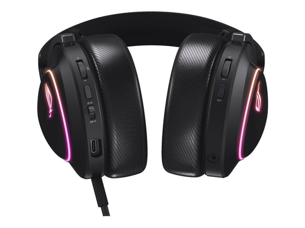 ASUS ROG Delta II - Hodesett - full størrelse - Bluetooth / 2,4 GHz radiofrekvens - trådløs - 3,5 mm jakk - svart