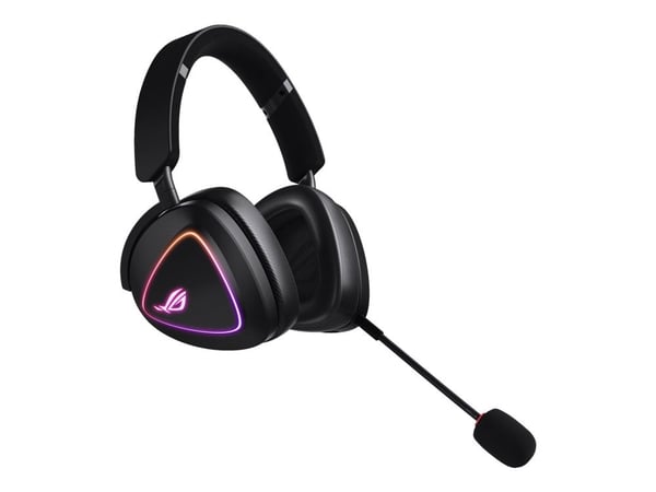 ASUS ROG Delta II - Hodesett - full størrelse - Bluetooth / 2,4 GHz radiofrekvens - trådløs - 3,5 mm jakk - svart