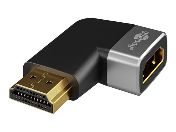 goobay - High Speed - HDMI-adapter med Ethernet - HDMI hann til HDMI hunn - svart, sølv - 8 K 60 Hz (7680 x 4320) støtte, 4K 120 Hz støtte, up to 4...