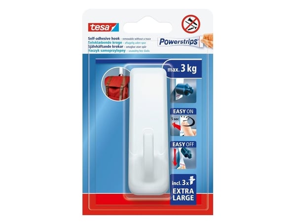 Tesa selvklebende kroker POWERSTRIPS 1 stk rektangulær stor hvit Tesa selvklebende kroker POWERSTRIPS 1 stk rektangulær stor hvit