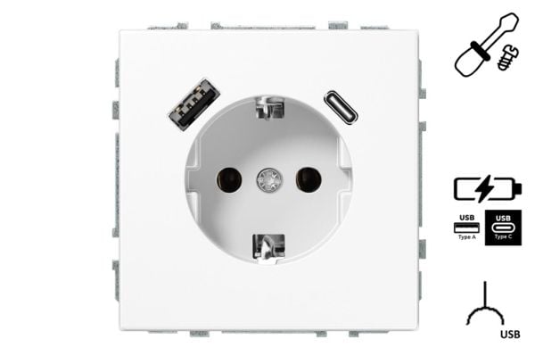 Liregus pistorasia+Usb A+C Iuk-3-01.M/Wm Modern Wh