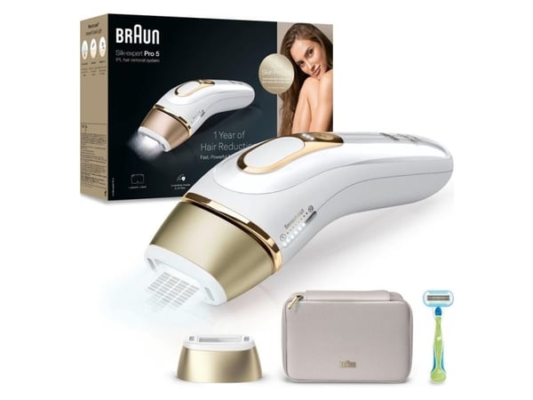 Braun Silk-expert Pro 5 PL5052 IPL-karvanpoistolaite, valkoinen ja kultainen