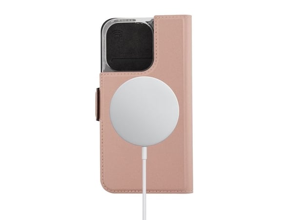 Wave BookCase beskyttelsesdeksel, MagSafe-kompatibel, iPhone 15 Pro, Rose gull