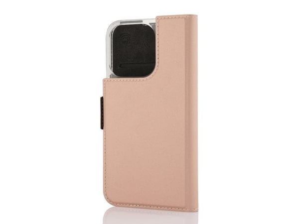 Wave BookCase beskyttelsesdeksel, MagSafe-kompatibel, iPhone 15 Pro, Rose gull