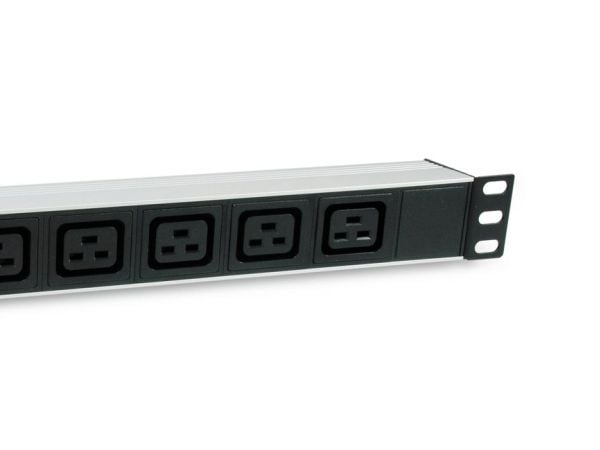 Equip 333319, 1U, Horisontal, Aluminium, Sort, 6 AC-utganger, C19 kopling