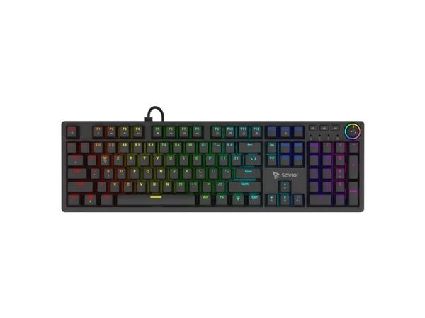 Savio STYX Outemu Brown, Kabel, USB, Mekaniska tangentbrytare, QZERTY, RGB LED, Svart