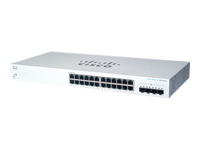 Cisco Business 220 Series CBS220-24T-4X - kytkin - älykäs - 24 x 10/100/1000 + 4 x 10 Gigabit SFP+ (uplink) - telineasennettava - Uudelleenvalmistettu