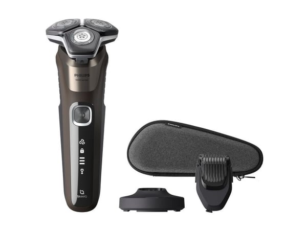 Philips SHAVER Series 5000 S5886/38, Roterende hode, Svart, Brun, Knapper, LED, Batteri/USB, Innebygd batteri